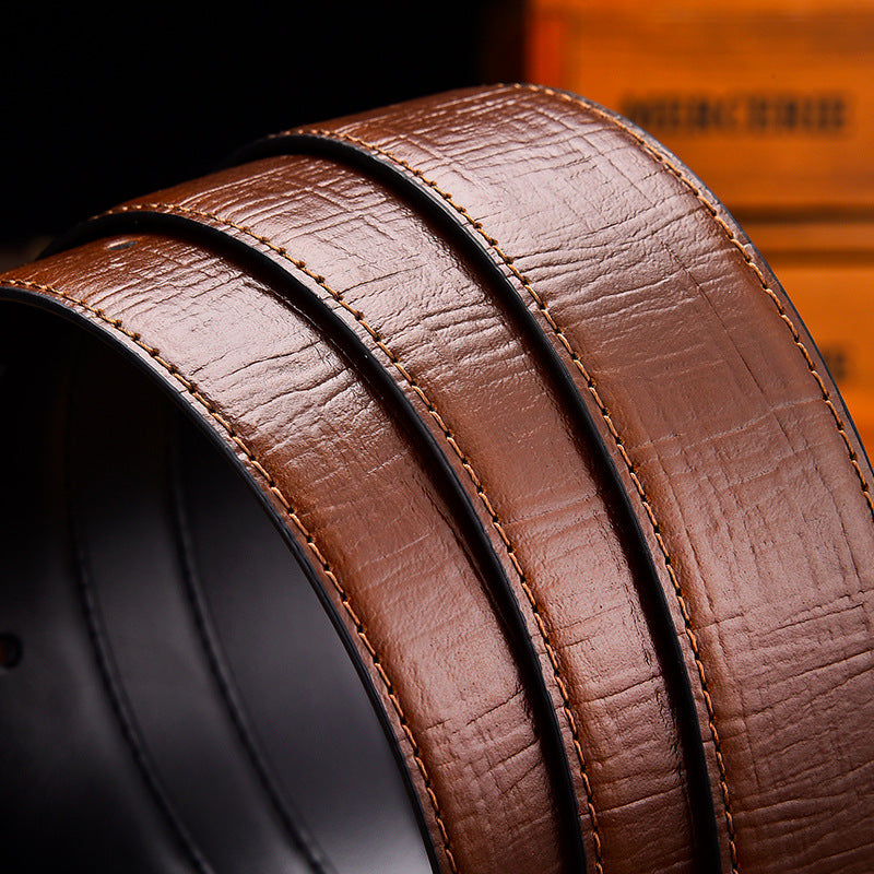 Men's Genuine Leather Reversible Belt with Rotating Buckle